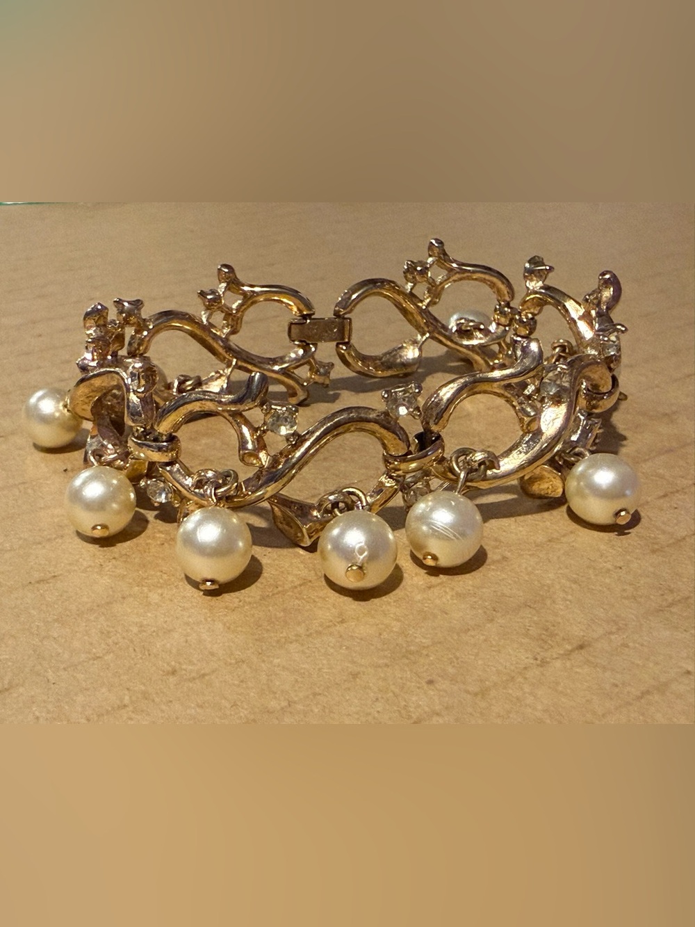 Gold Pearl Charm Bracelet - Women Jewelry